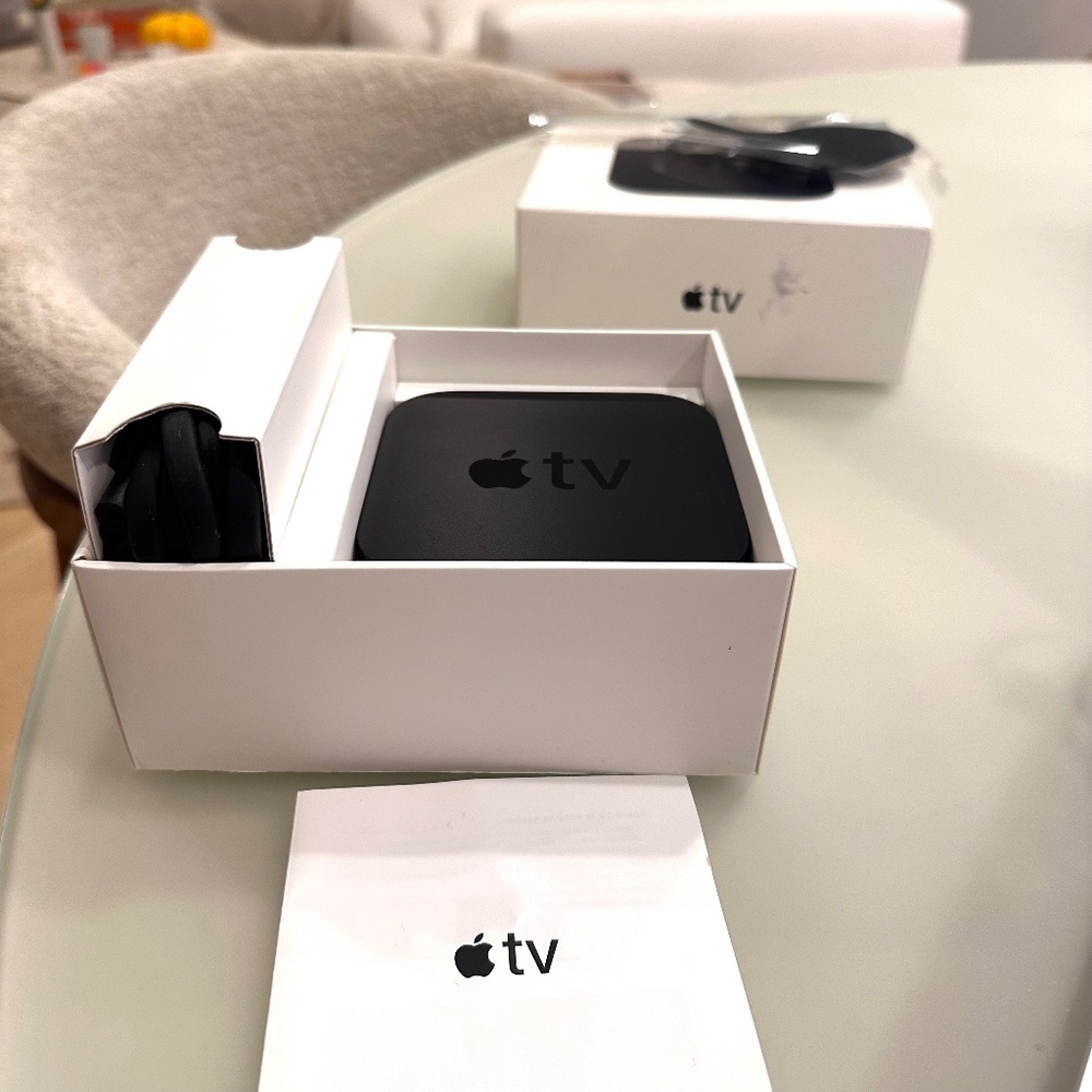 Apple TV Media Streamer in Black with White Packaging